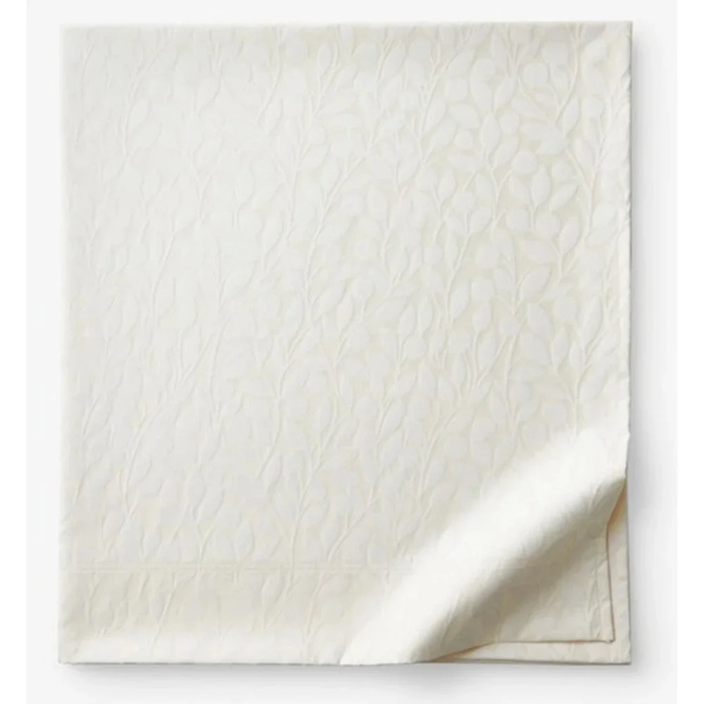 The Company Store Supima Cotton Jacquard Leaf Flat Sheet Queen Ivory 51352A